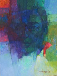 Saeed Kureshi, Introspecting Thinker, 24 x 18 Inch, Oil on Canvas, Figurative Painting, AC-SAKUR-047